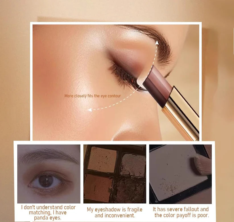 3-Color Eyeshadow Stick - One-Swipe Shimmer Glow For Effortless Eye Makeup